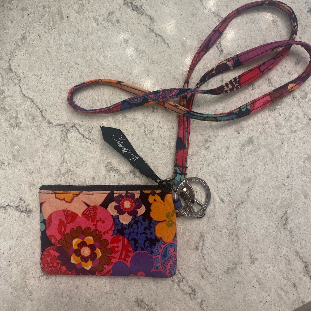 VERA BRADLEY lanyard + card holder wallet - like new!